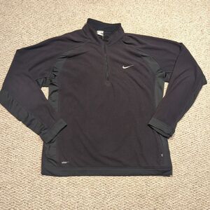 Vintage Y2K Nike Therma Fit Quarter Zip Fleece Mens Large Black Active